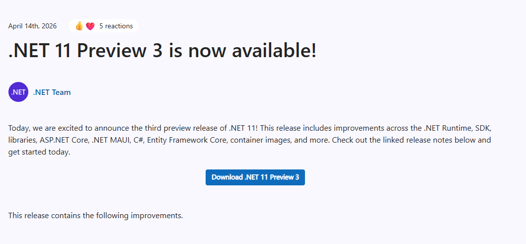 .NET 11 Preview 3 发布：C# 15 union 类型终补齐，Kestrel 暴增 40%
